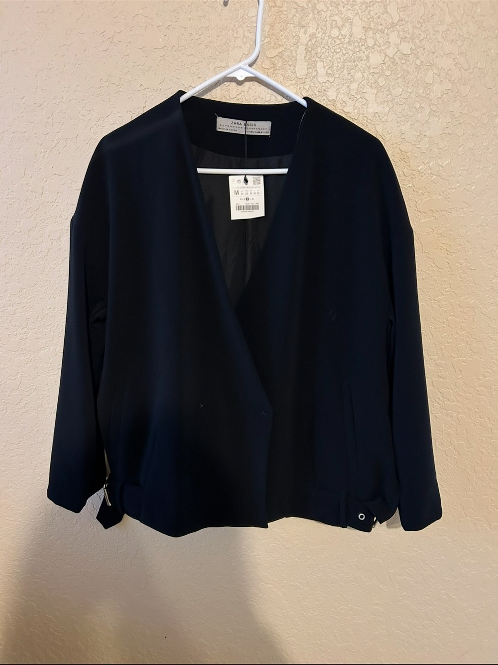 NWT Zara Women Black Open-Front lose fit blazer Jacket